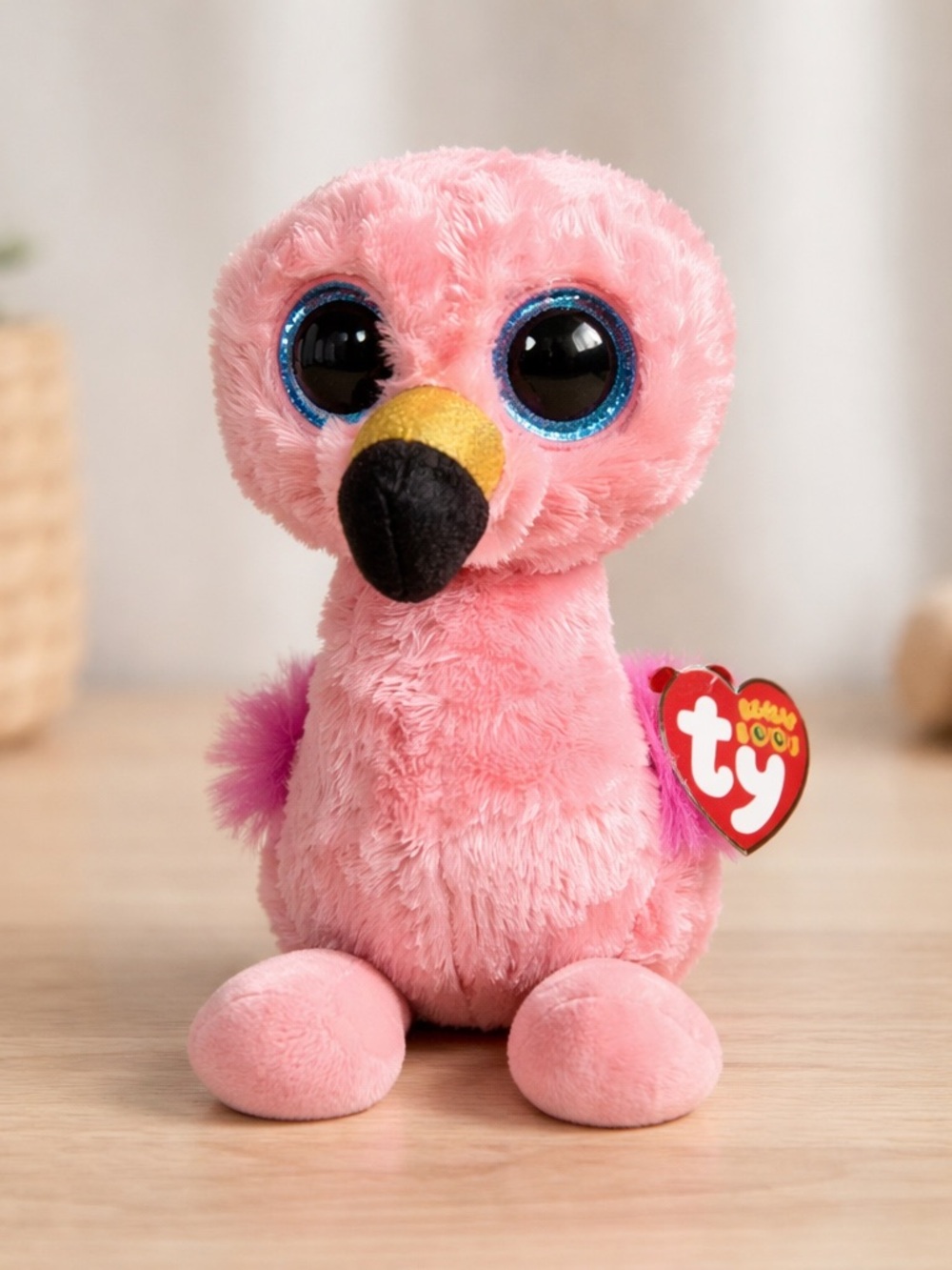 Gilda the Flamingo, a member of the Ty Beanie Boos collection With Tags